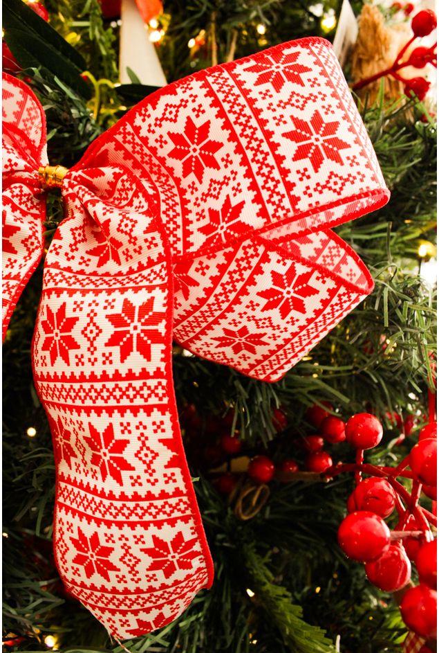 Laco Decorativo Floco de Neve Vermelho Natal -2-